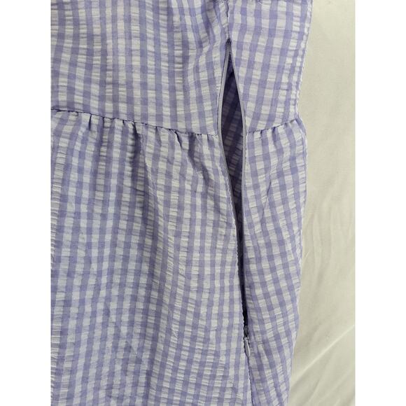 Divided H&M Babydoll Dress M Purple Gingham Check Mini Spaghetti Straps Sundress - Picture 4 of 10